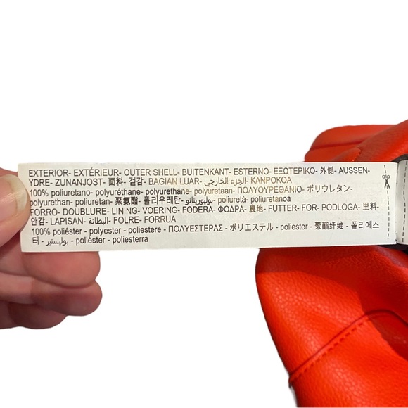 Zara Faux Leather Red-Orange Bucket Bag Purse - Picture 7 of 9